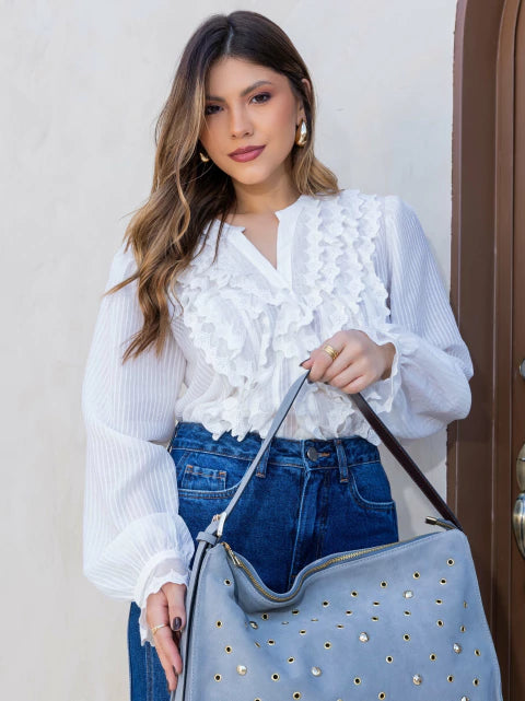 Camisa branca com babados - Ieda ESTRELA
