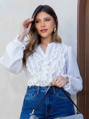 Camisa branca com babados - Ieda ESTRELA