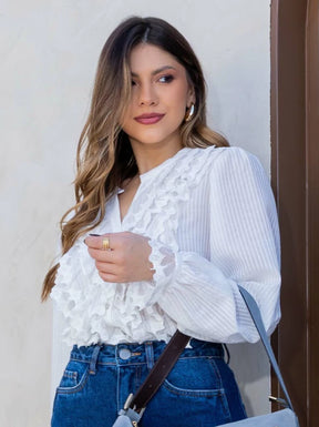 Camisa branca com babados - Ieda ESTRELA