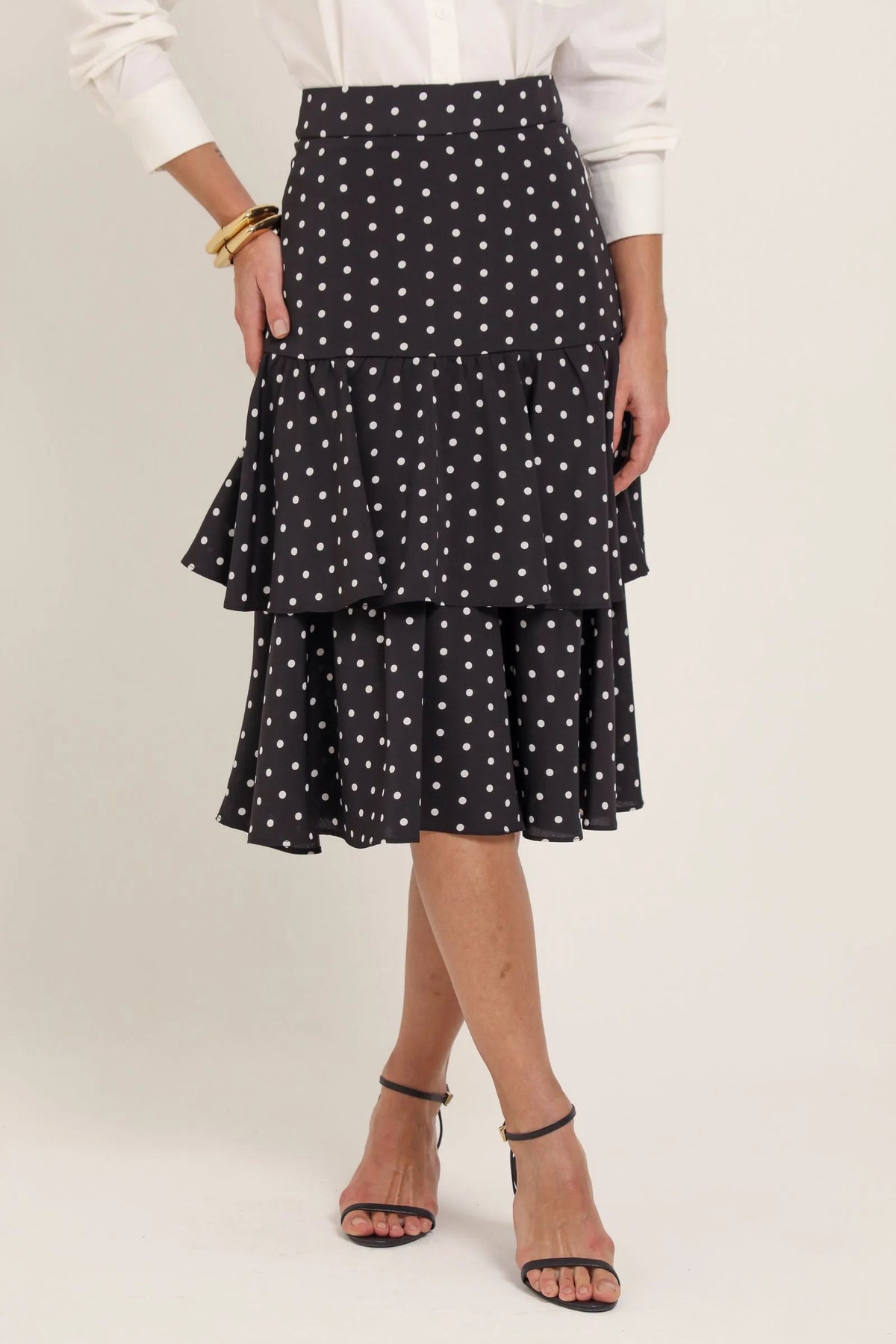 Saia Midi Poá com Babados - Ieda Estrela