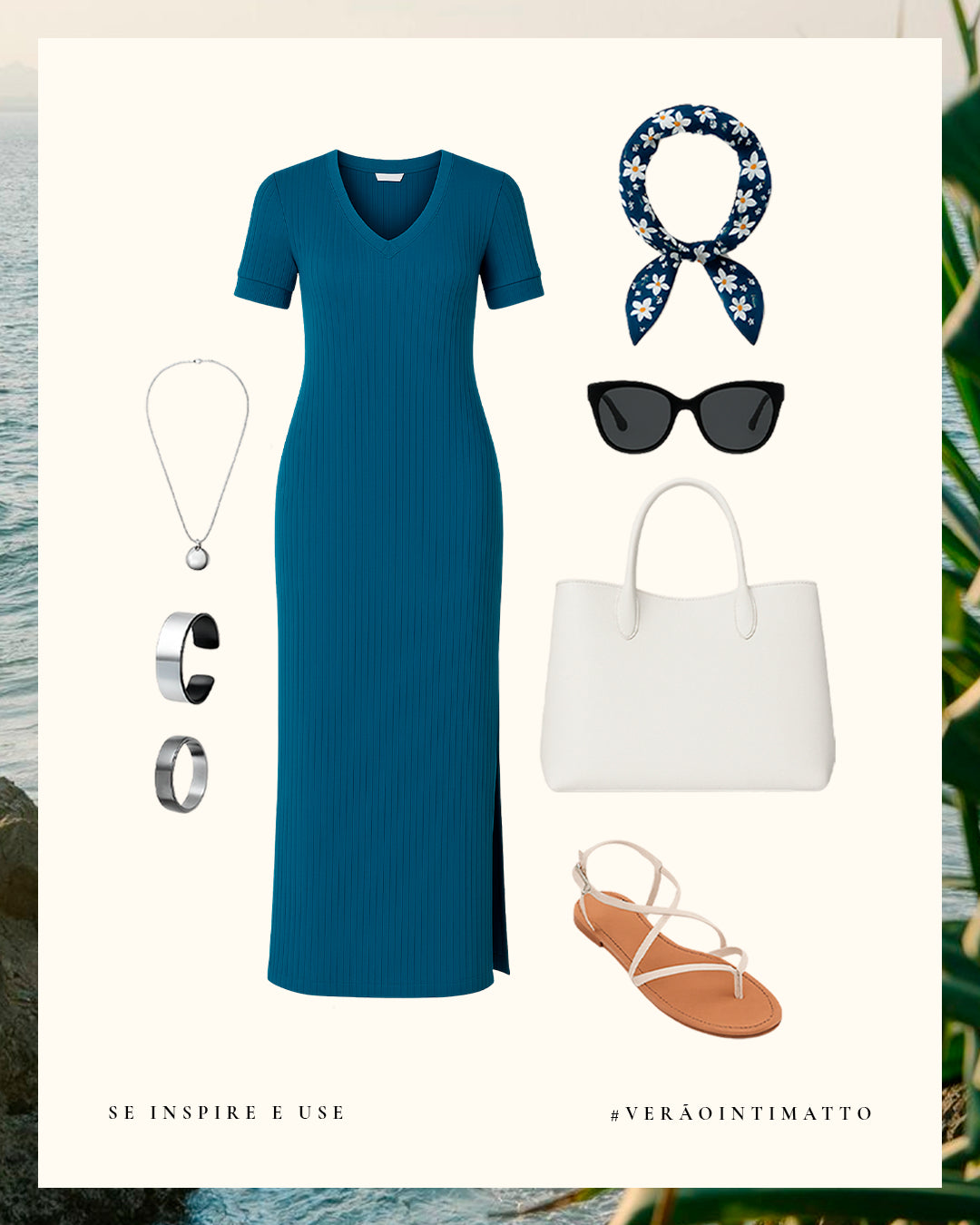 Vestido Canelado Azul Petróleo - Ieda ESTRELA