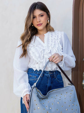 Camisa branca com babados - Ieda ESTRELA