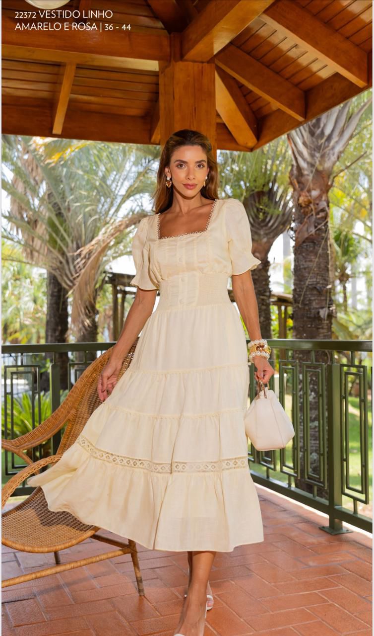 Vestido Linho Corte de Alfaiataria - Ieda ESTRELA