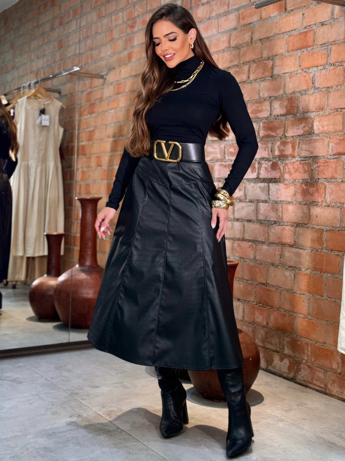 Saia GODÊ de Couro - Ieda ESTRELA